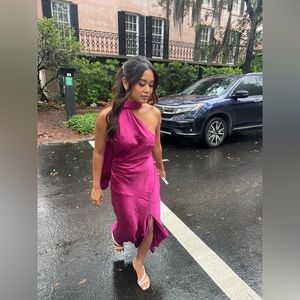 Hello Molly Fuchsia Wrap Neck Dress